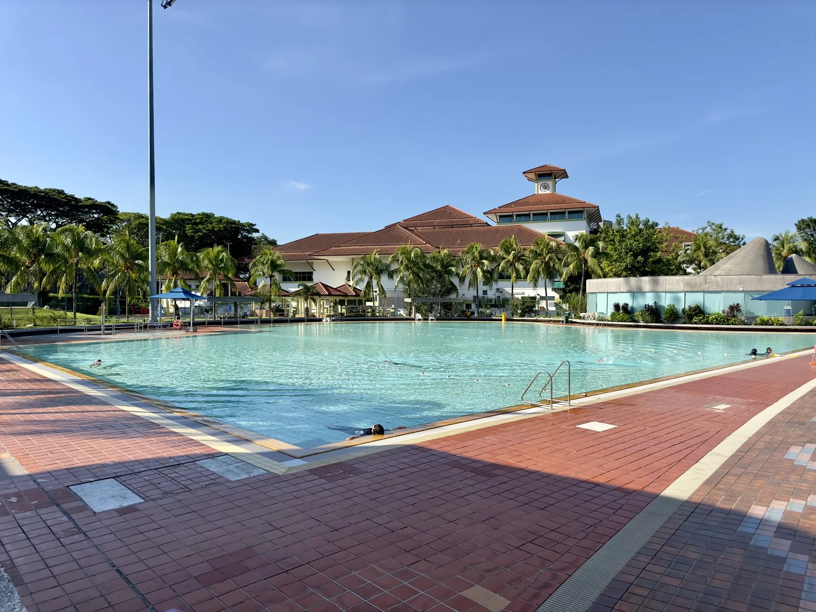 650-seat spectator gallery overlooking the competition pool at Yio Chu Kang Swimming Complex